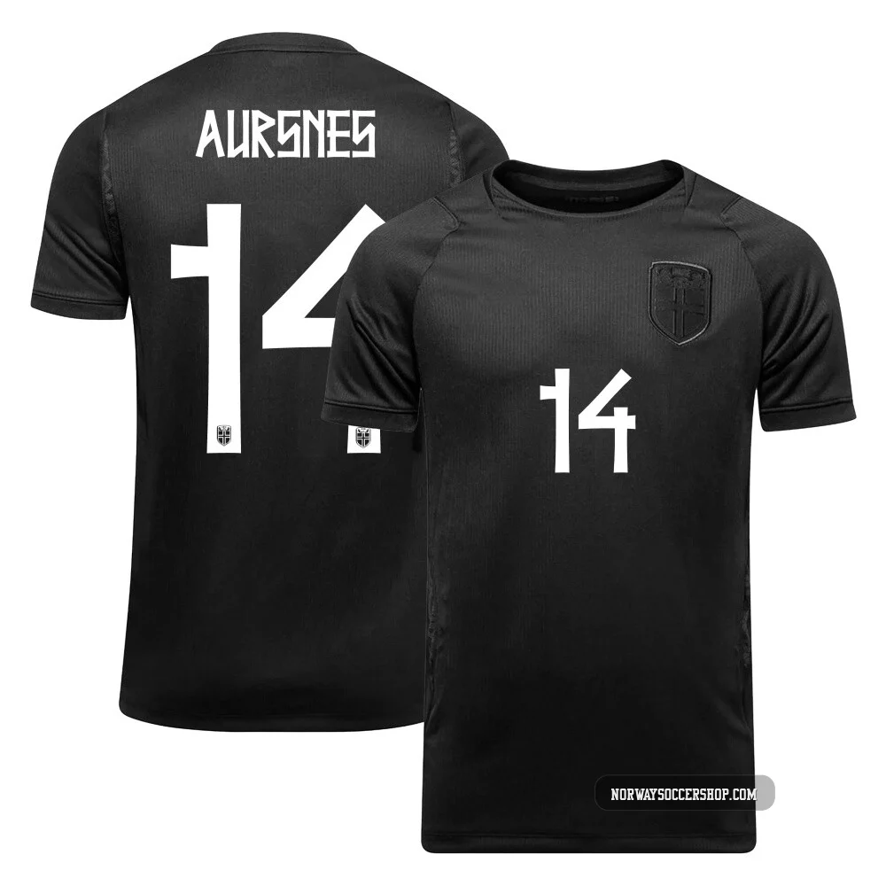 Fredrik Aursnes Norway National Team Replica ＃14 Black Youth Away World Cup 2026 Soccer Jersey