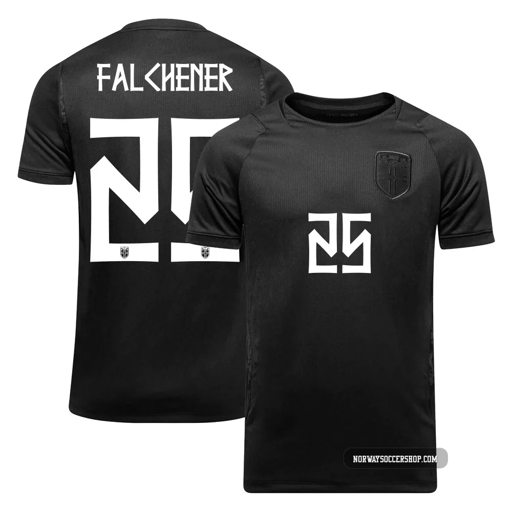 Henrik Falchener Norway National Team Replica ＃25 Black Youth Away World Cup 2026 Soccer Jersey