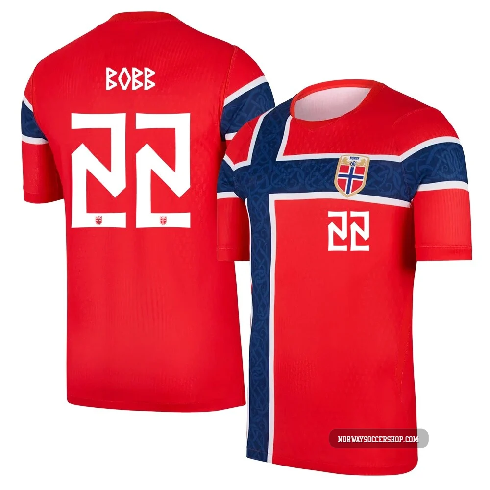 Oscar Bobb Norway National Team Replica ＃22 Red Youth Home World Cup 2026 Soccer Jersey